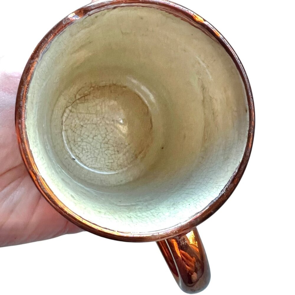 Vintage copper Glazed Cup with porcelain Interior - Picture 7 of 10